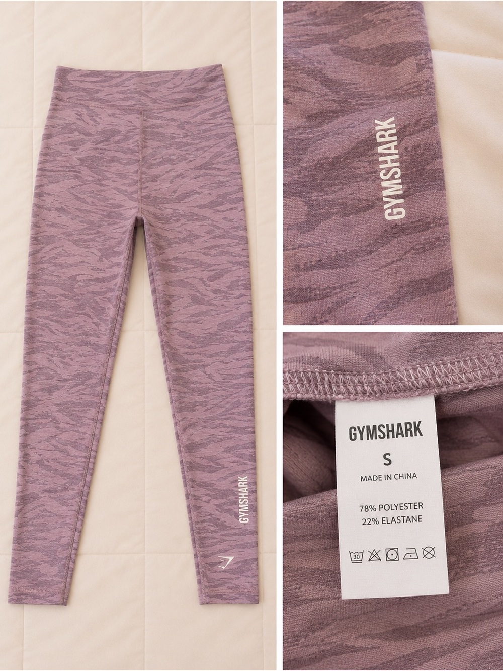 Gymshark Mauve Camouflage Seamless Kids Leggings
